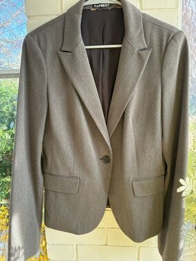 Express Women's Gray Single-Button Tailored Blazer